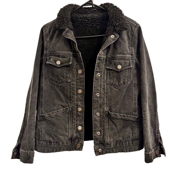 🖤  Topshop Sherpa Lined Denim Jacket, Size S - Picture 1 of 5